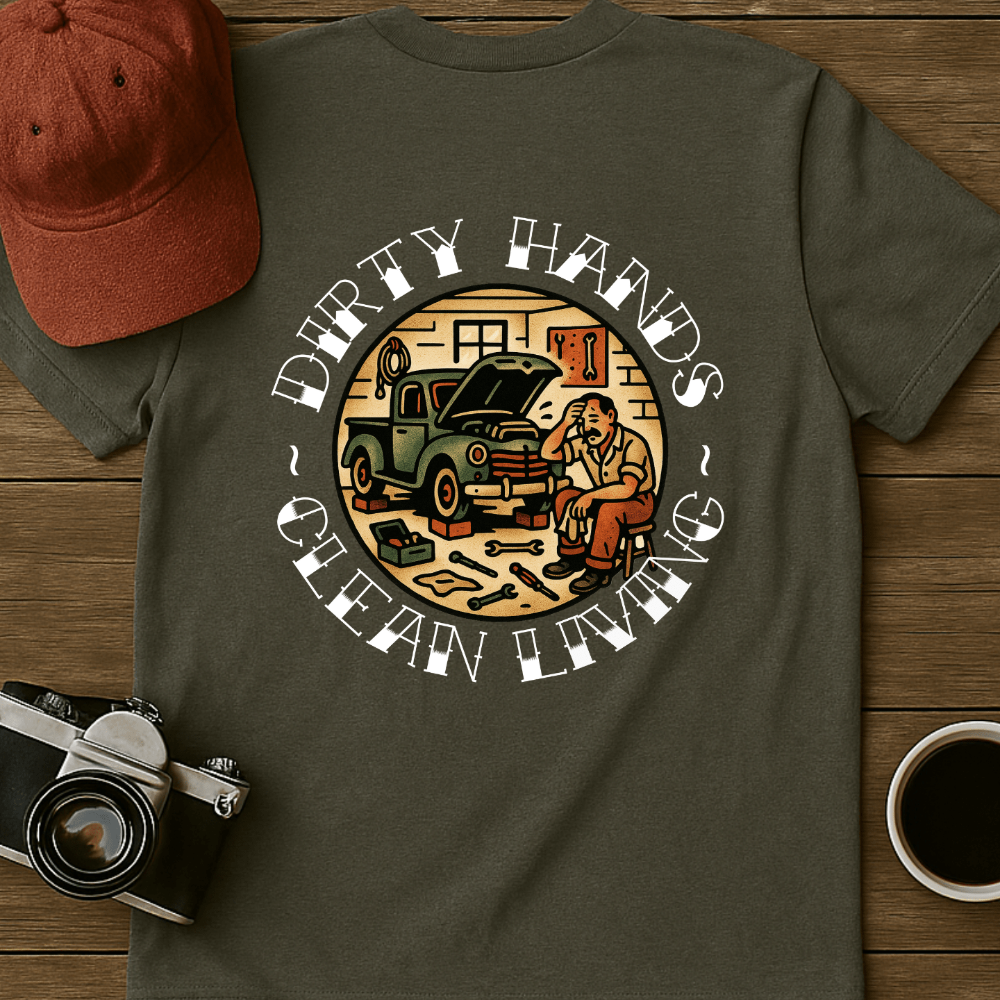 Clean Living Garage T-Shirt (BACK)