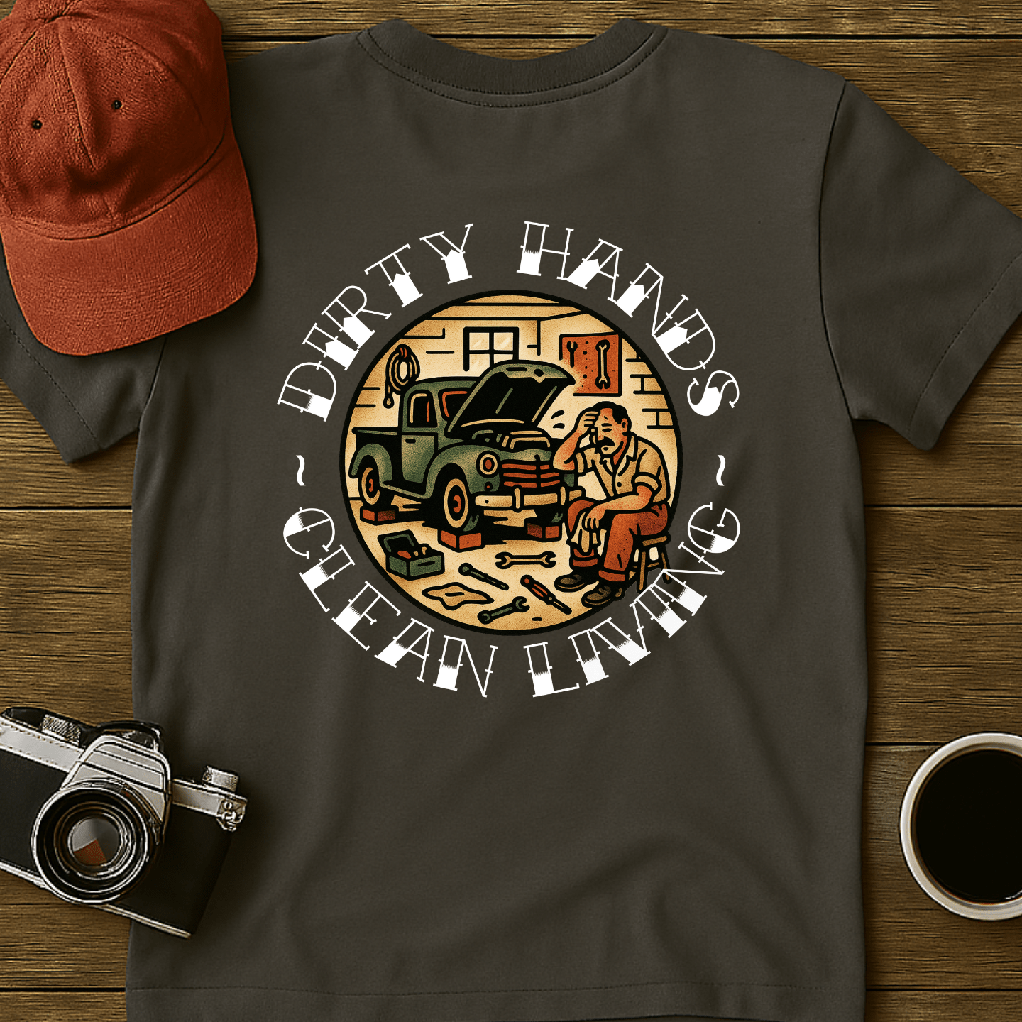 Clean Living Garage T-Shirt (BACK)