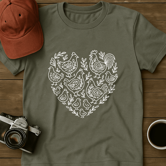 Monochrome Chicken Heart T-Shirt