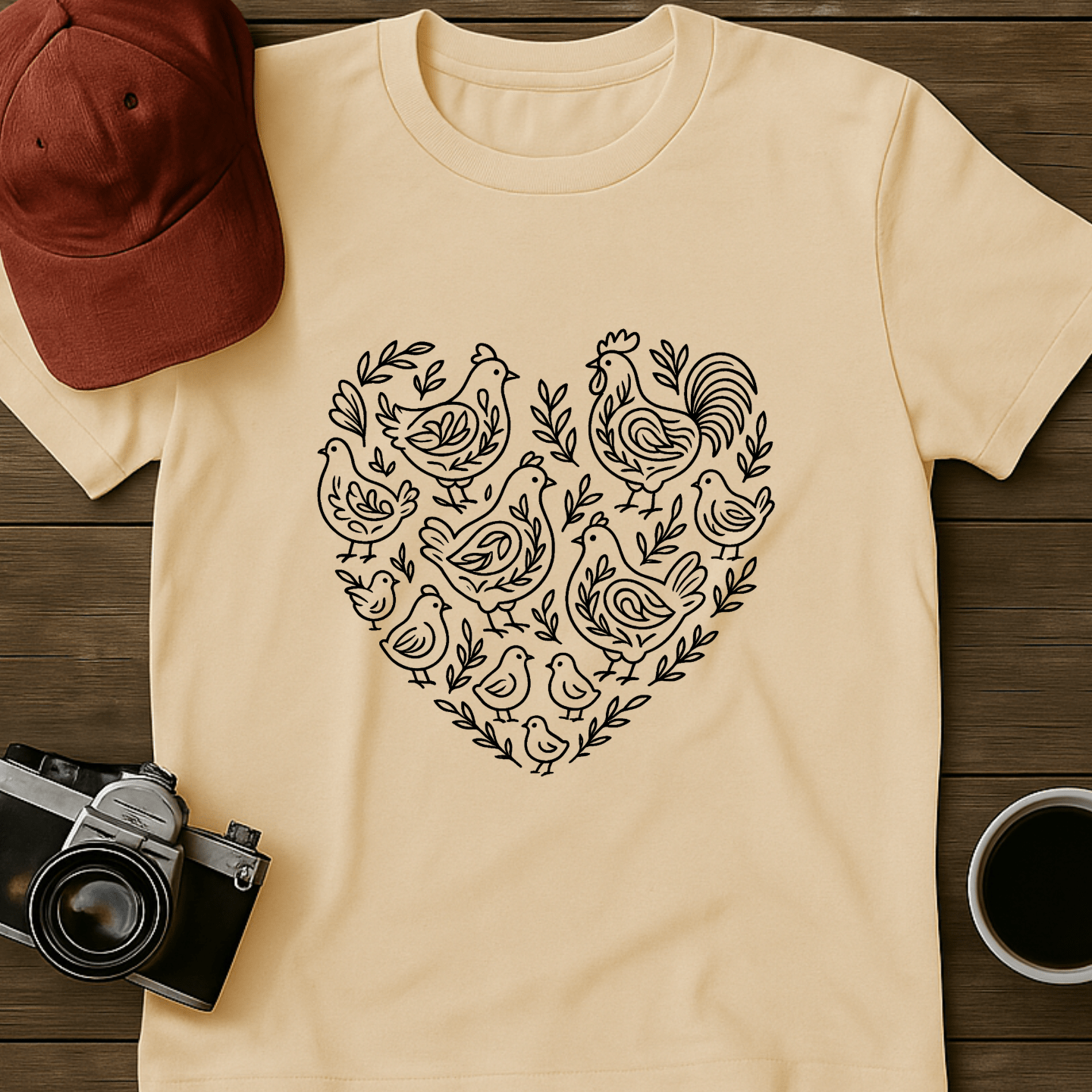Monochrome Chicken Heart T-Shirt