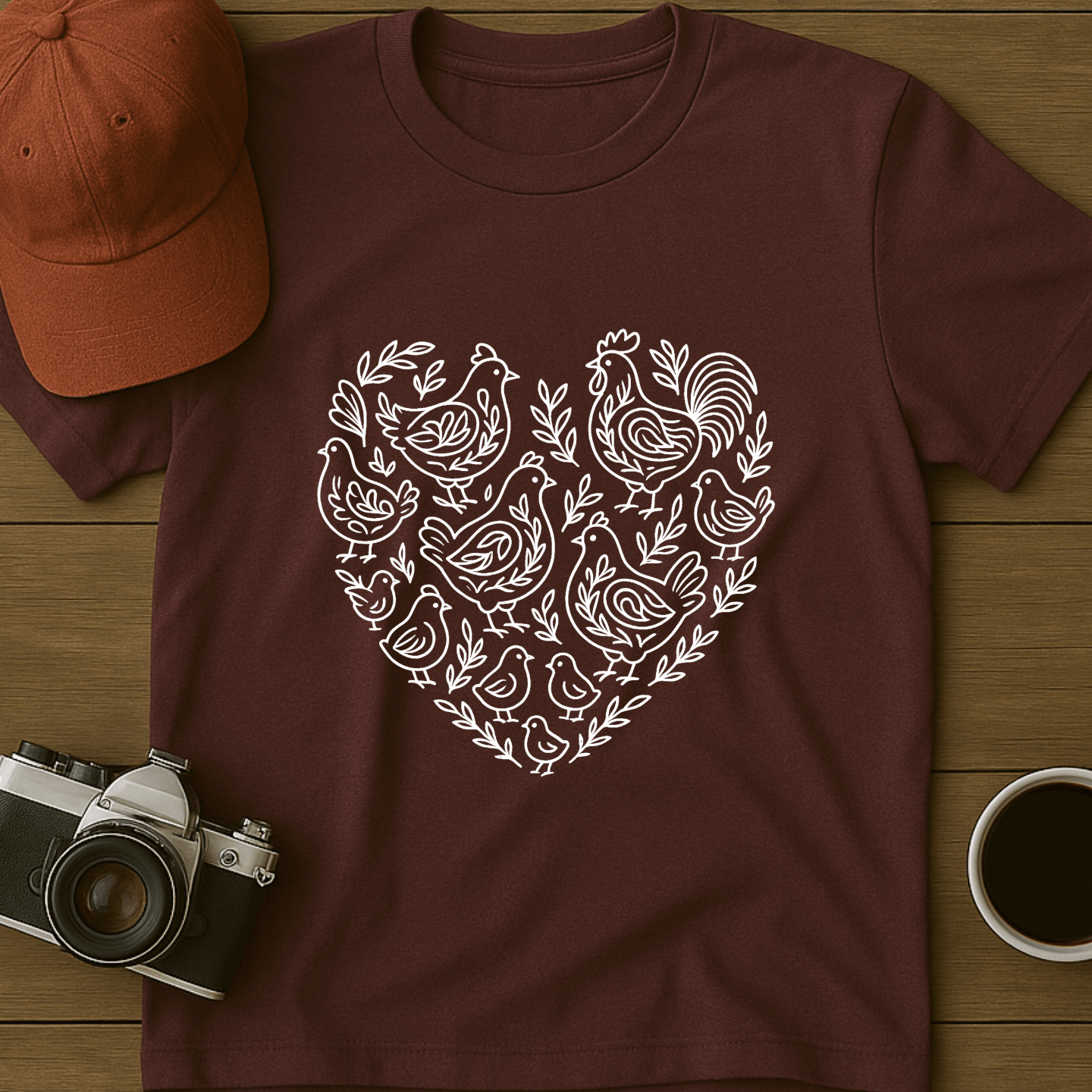 Monochrome Chicken Heart T-Shirt