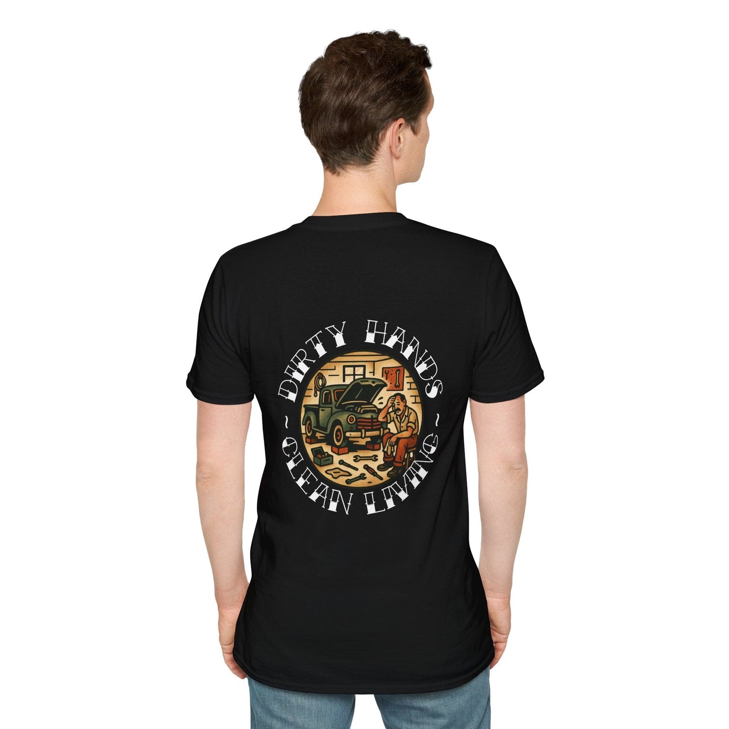 Clean Living Garage T-Shirt (BACK)