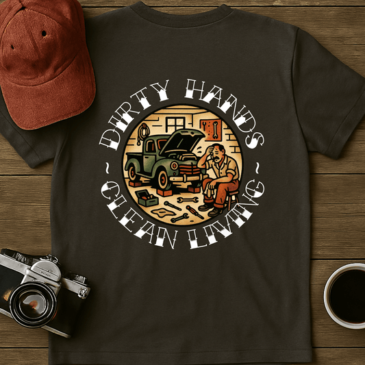 Clean Living Garage T-Shirt (BACK)