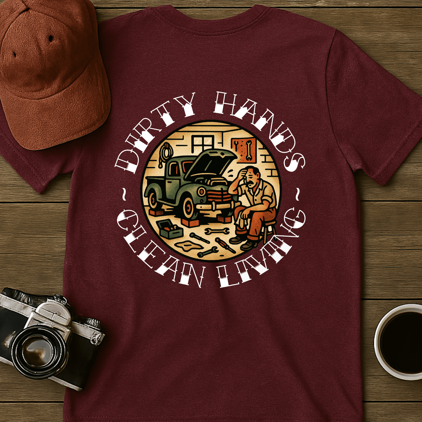 Clean Living Garage T-Shirt (BACK)