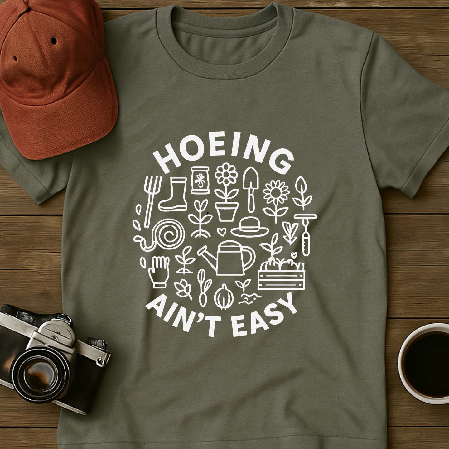 Hoeing Ain't Easy Circle T-Shirt
