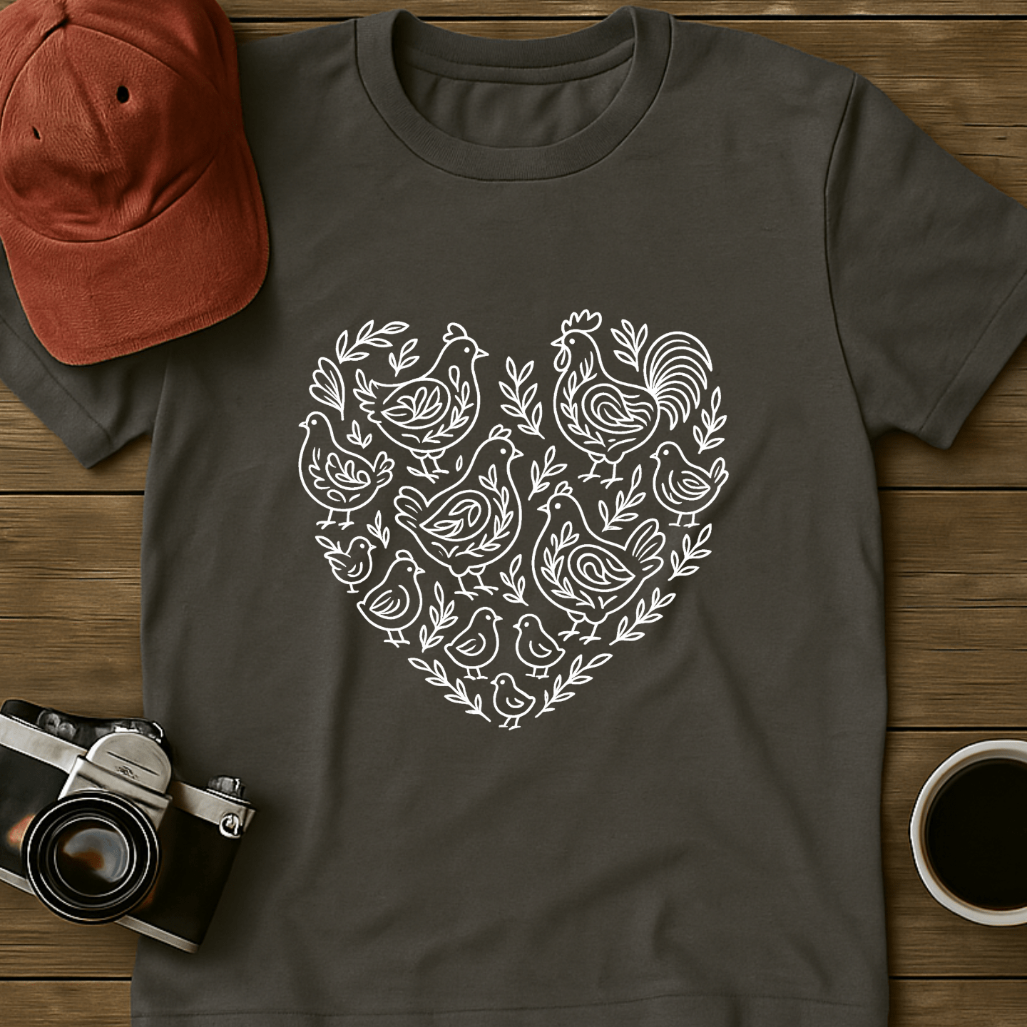 Monochrome Chicken Heart T-Shirt