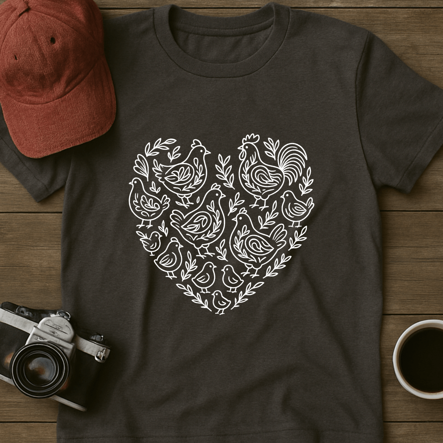 Monochrome Chicken Heart T-Shirt