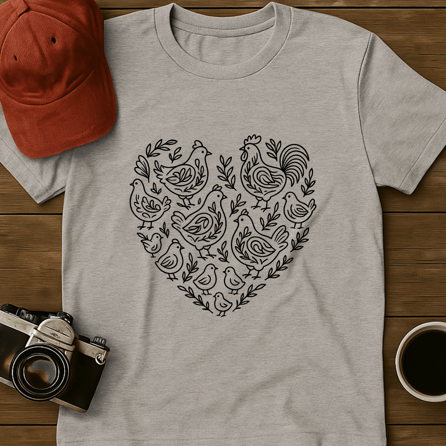 Monochrome Chicken Heart T-Shirt