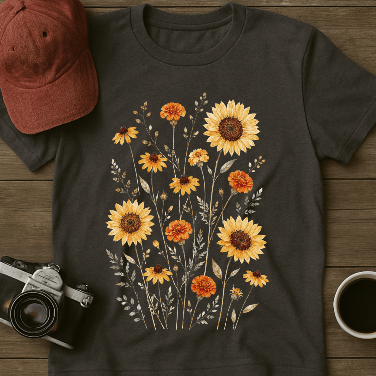 Pressed Sunflowers and Marigolds T-Shirt