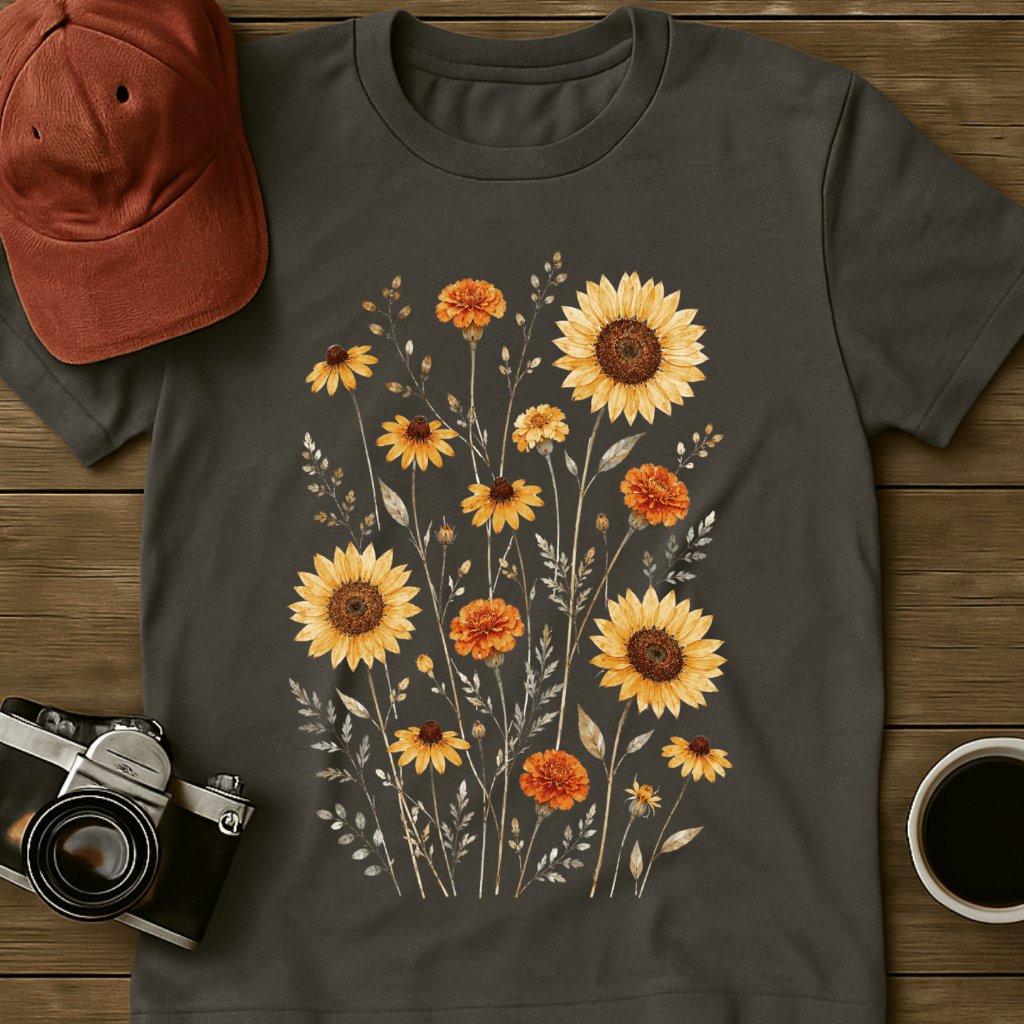 Pressed Sunflowers and Marigolds T-Shirt