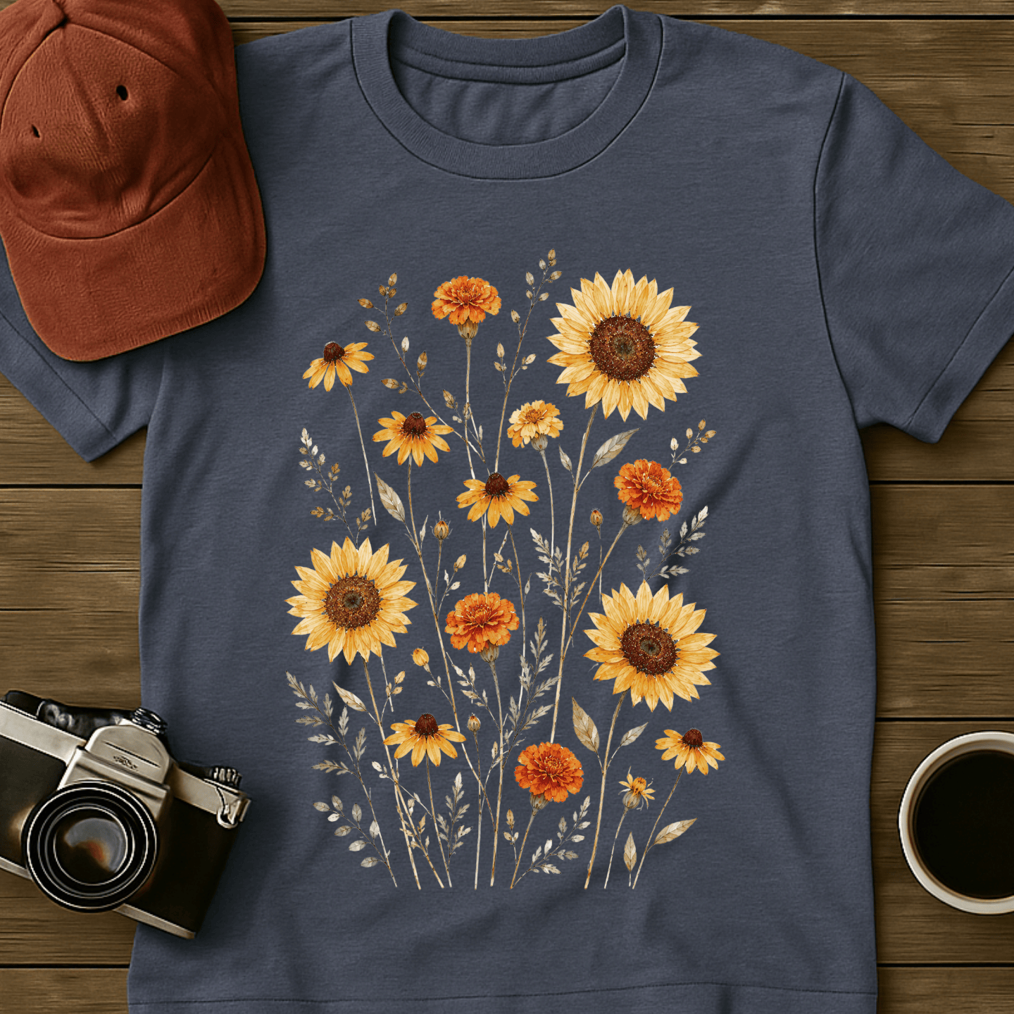 Pressed Sunflowers and Marigolds T-Shirt