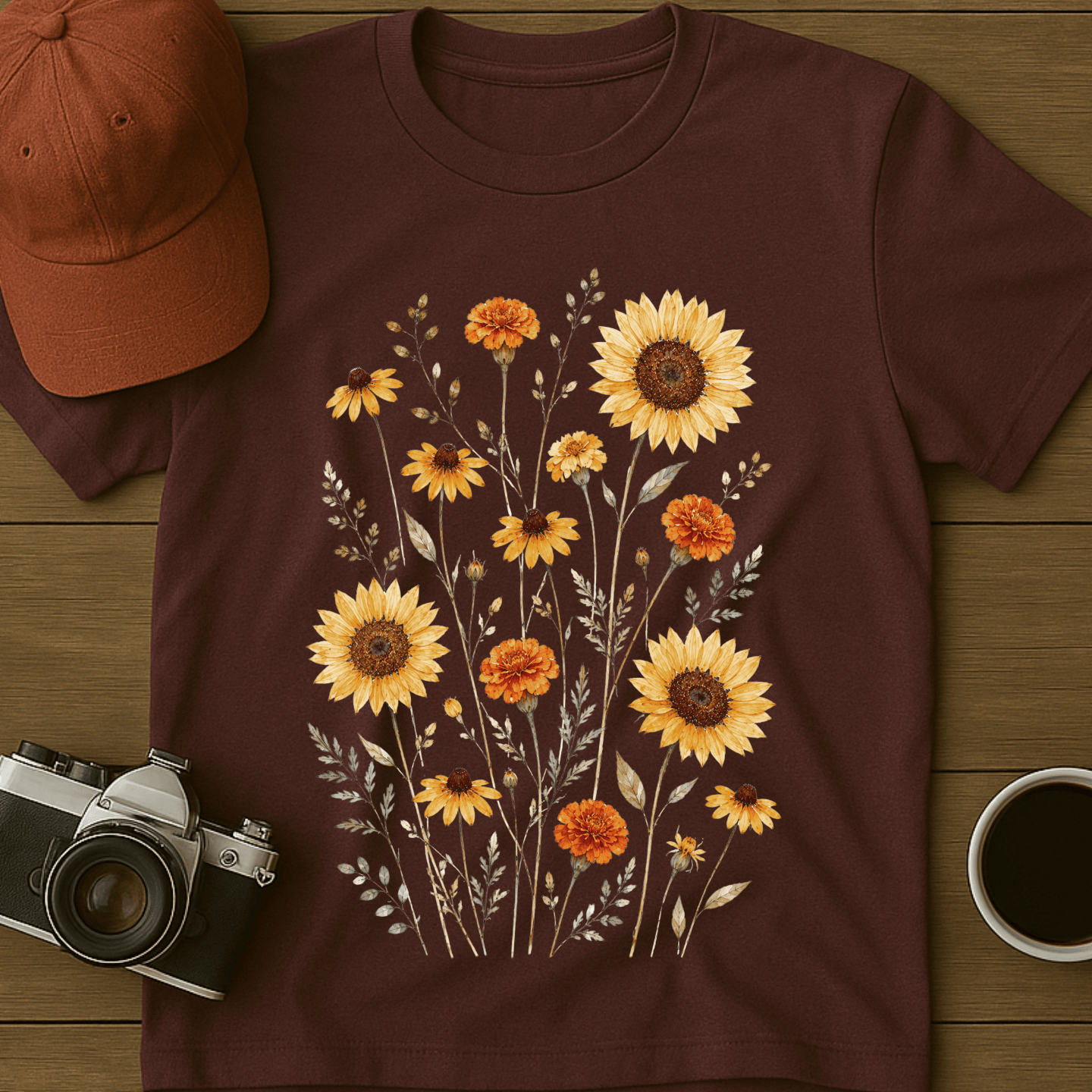Pressed Sunflowers and Marigolds T-Shirt