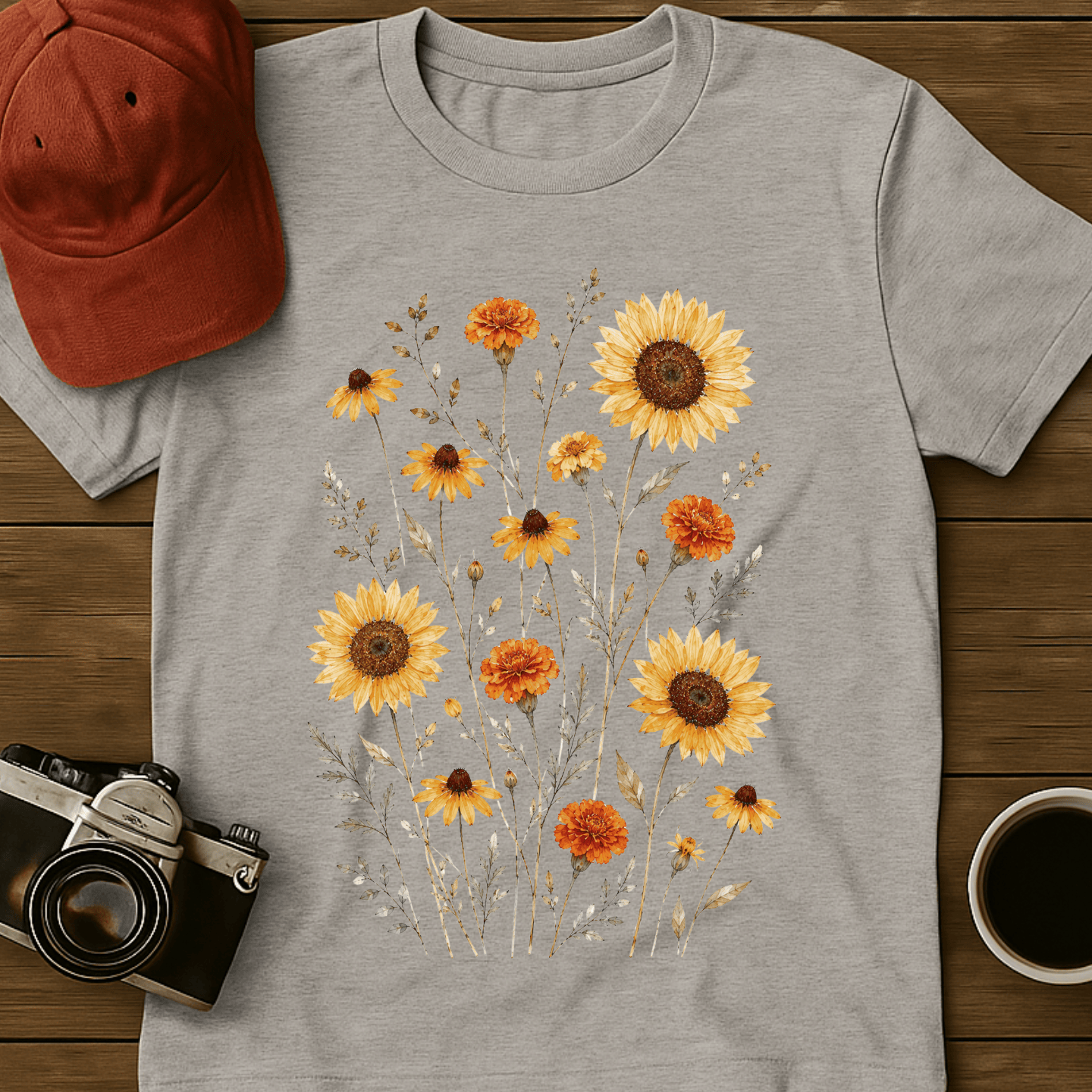 Pressed Sunflowers and Marigolds T-Shirt